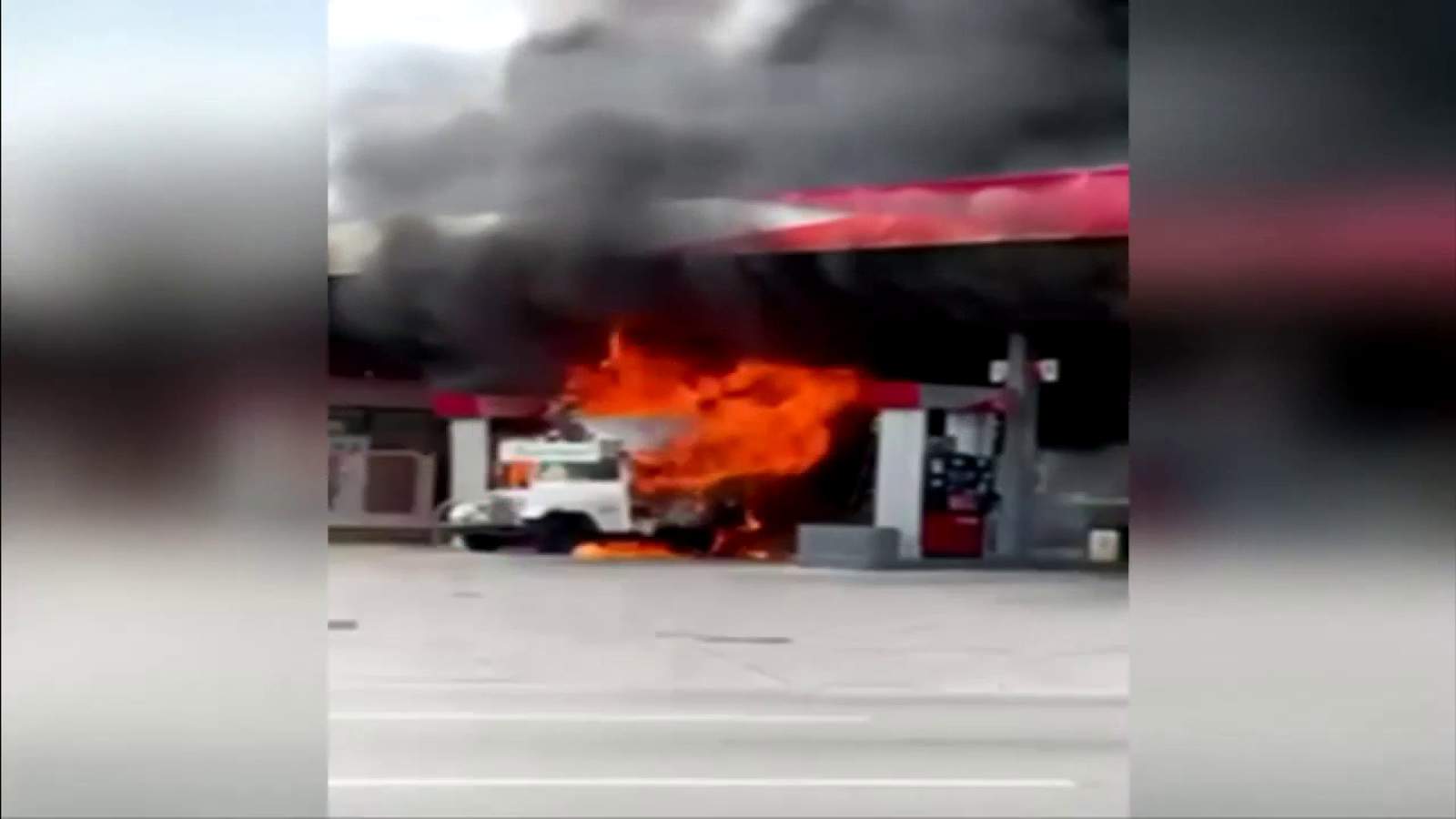 Flames engulf man’s Jeep at gas station near Allapattah