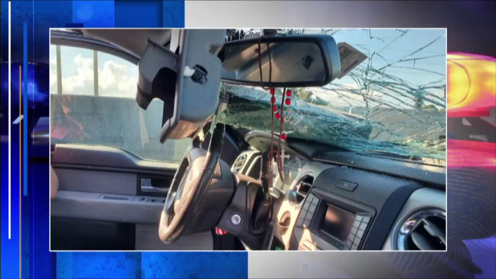 Man lucky to be alive after metal crashes through windshield on I-95