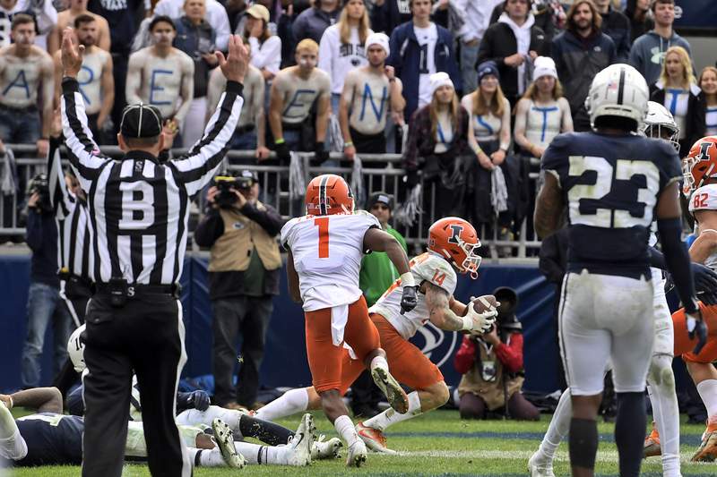 Illinois stuns No. 7 Penn State 20-18 in NCAA's 1st 9OT game