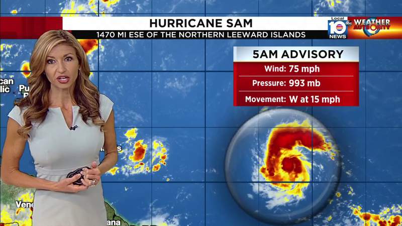 Sam strengthens to a hurricane as rapid intensification is forecast to continue