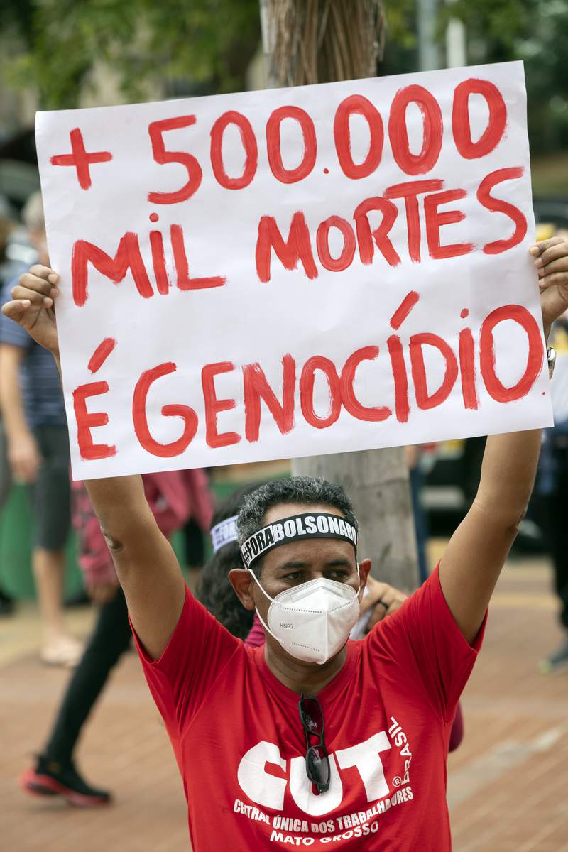 As Brazil tops 500,000 deaths, protests against president