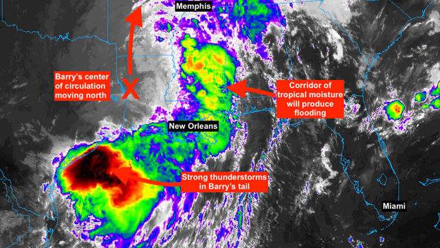 Tropical Storm Barry's flash flooding threat continues