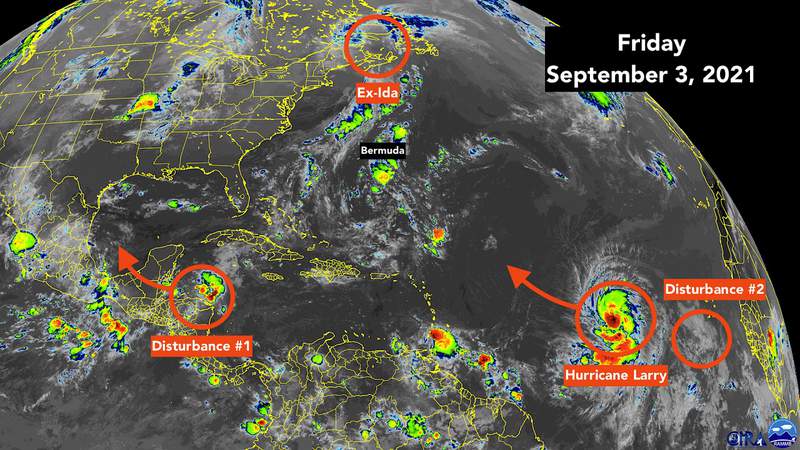 Looking at the forecast for Ida in Louisiana vs. New York; Hurricane Larry grows in the Atlantic