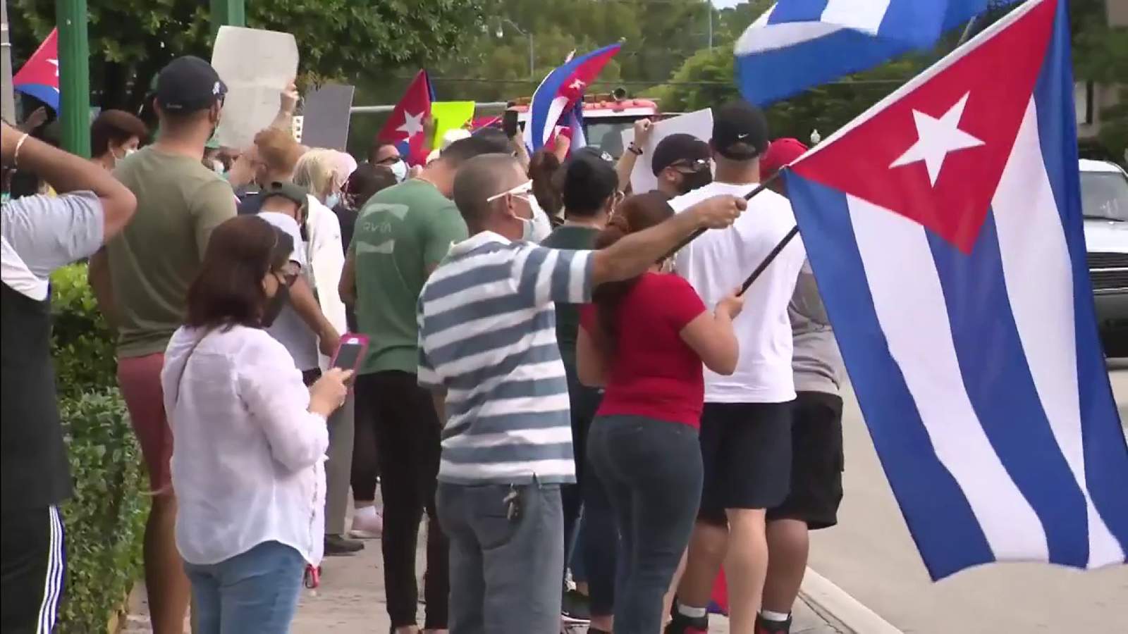 Supporters show up on Calle Ocho in solidarity against Cuban government