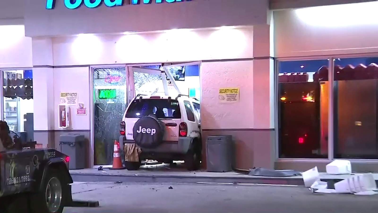Car crashes into gas station in North Miami Beach