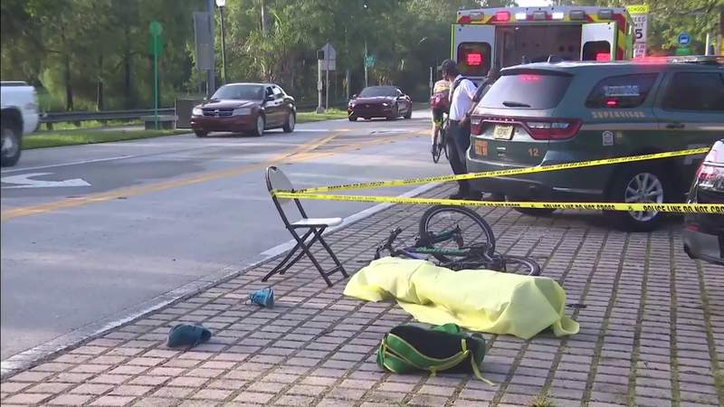 Officials set up staged bicycle crash in Pinecrest to help educate drivers and cyclists about safety