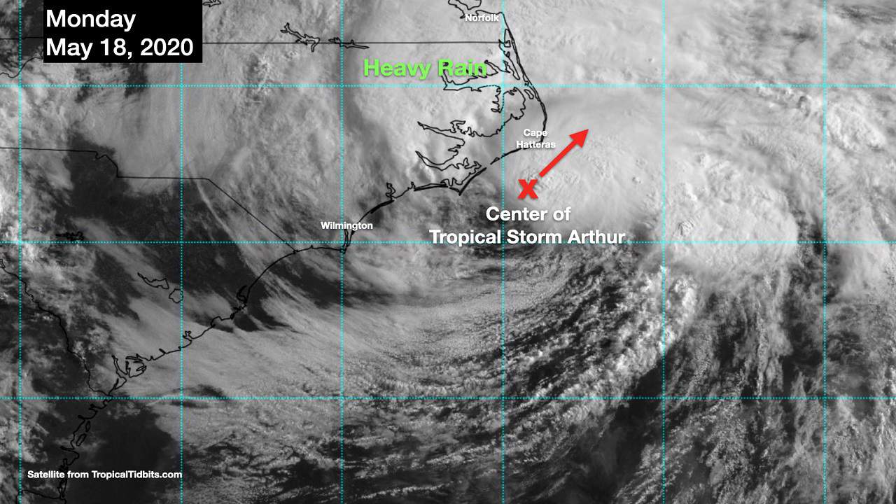 Tropical Storm Arthur skirts North Carolina coast