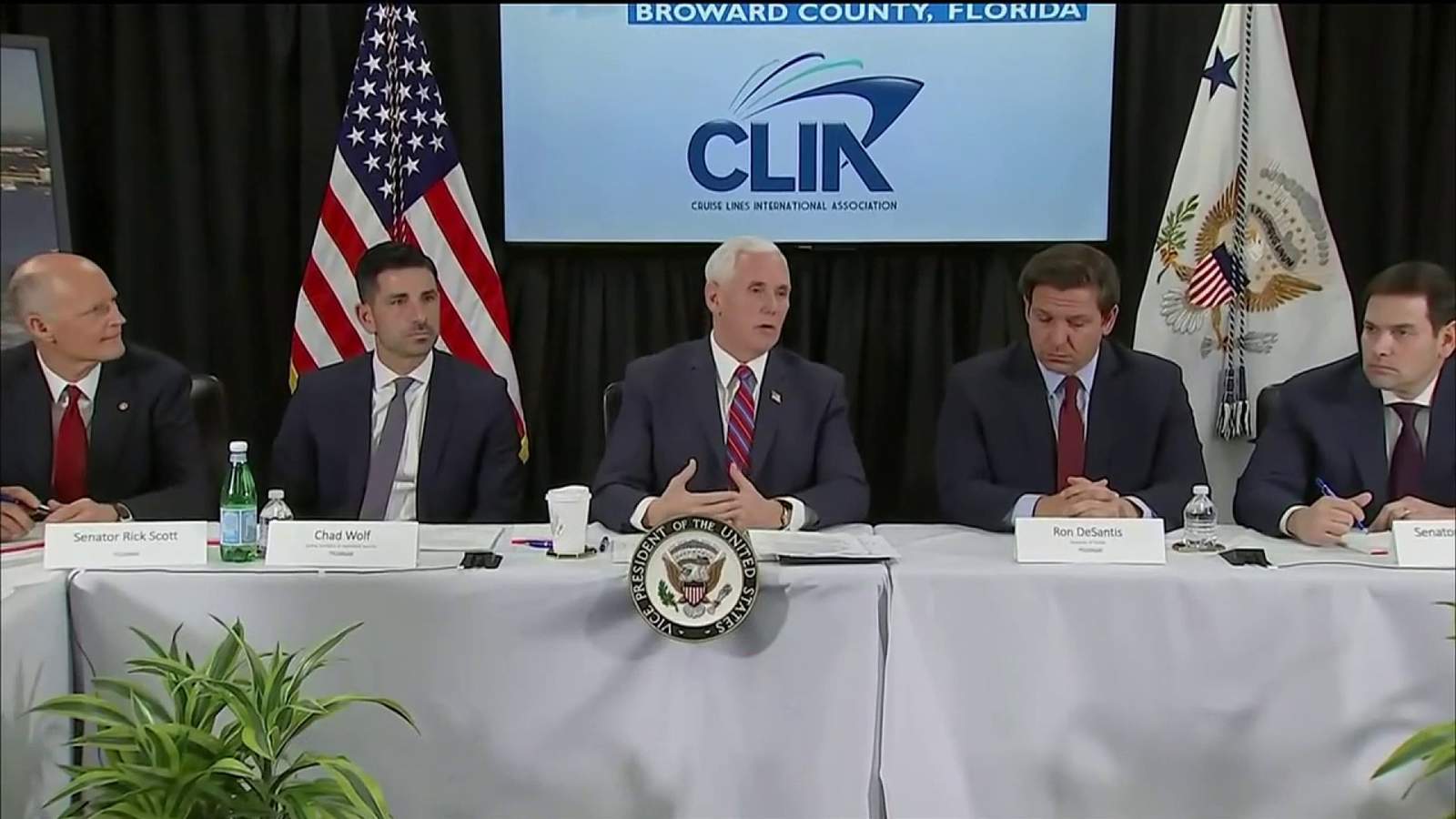 Vice President Pence addresses coronavirus concerns at Port Everglades