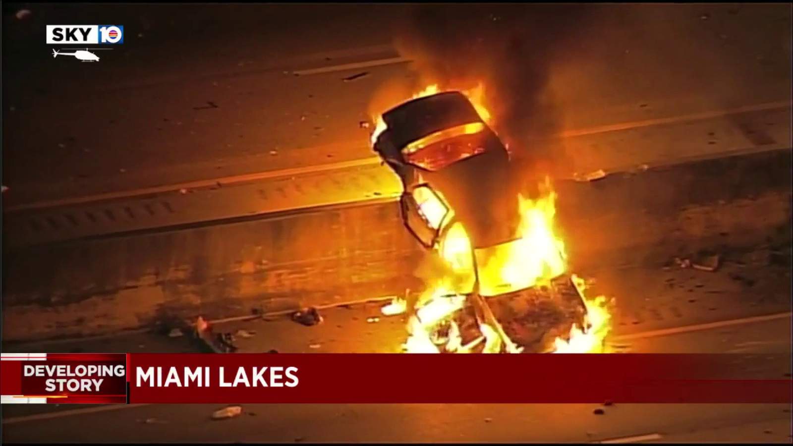 Major crash shuts down all lanes of Palmetto Expressway in Miami Lakes