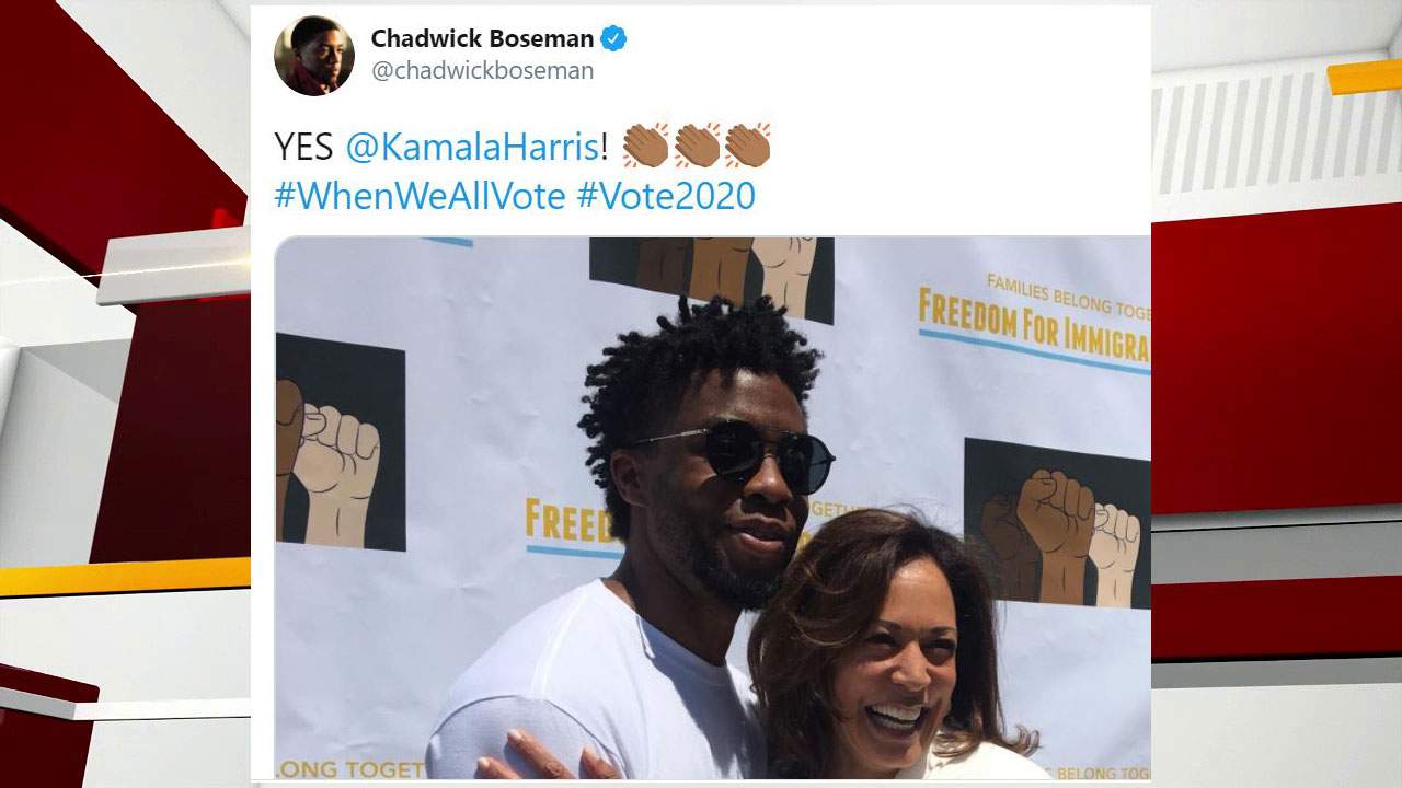 Chadwick Bosemans last tweet was in support of Kamala Harris