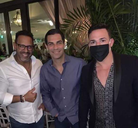The photo that caused the stir of Miami Mayor Francis Suarez, center, at Swan in the Design District. The restaurant was shut down Friday for non compliance with ordinances as it pertains to social distancing.