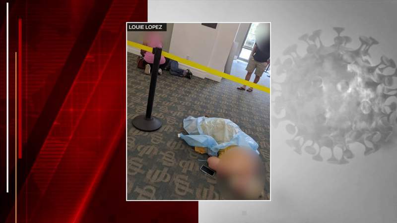 COVID-19 patients are seen lying on the ground in a state-run Jacksonville clinic
