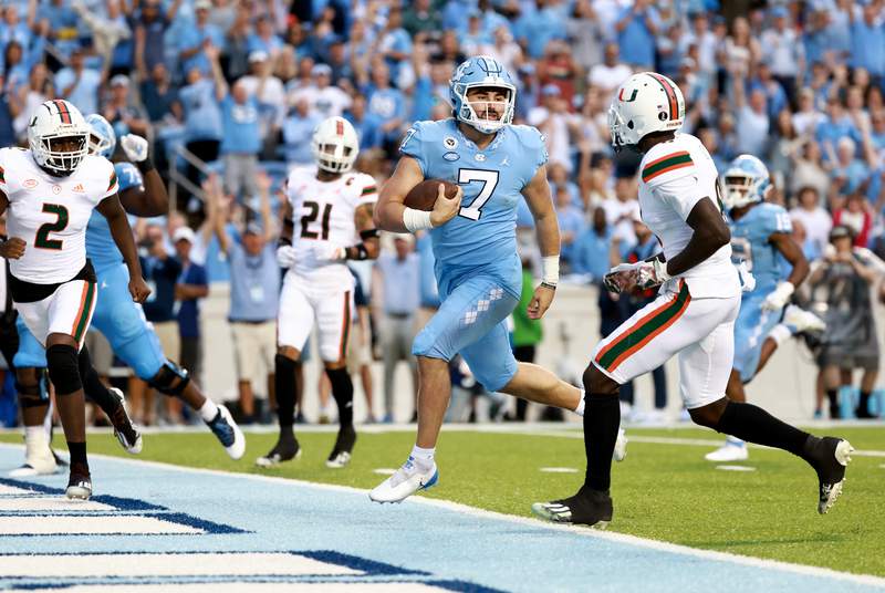 Howell accounts for four TDs as Tar Heels hold off Miami