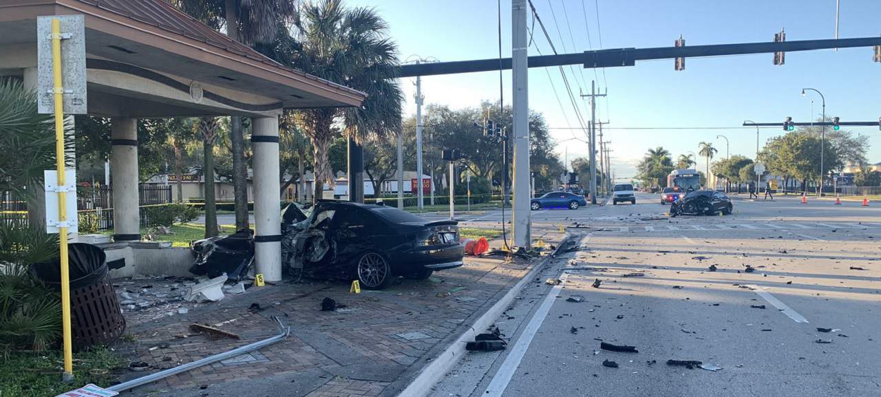 BMW driver dies after car plows at the bus stop in Lauderhill