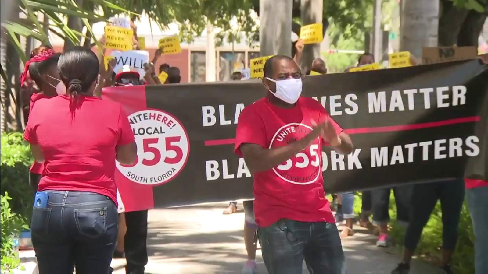 Hospitality industry workers without health insurance or unemployment benefits: Black Lives Matter!'