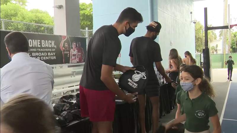 Miami Heat passes out school supplies to students who lost 4 classmates in Surfside condo collapse