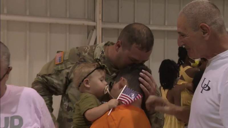 National Guard members say tearful goodbyes before deploying from South Florida