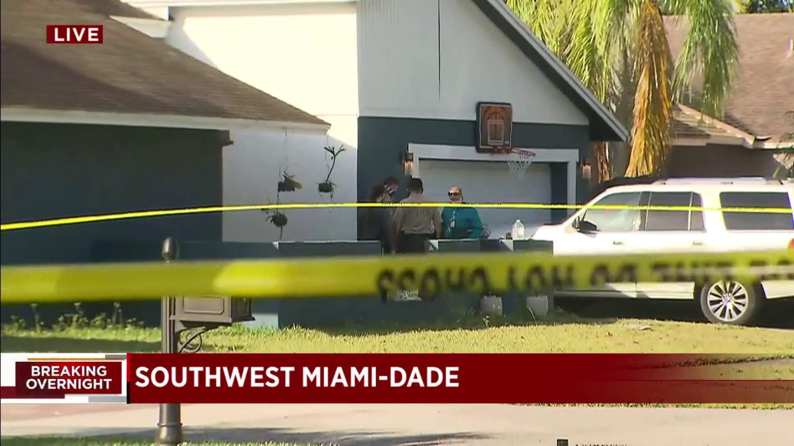 Police are searching for a gunman after the man fired at his Miami-Dade home
