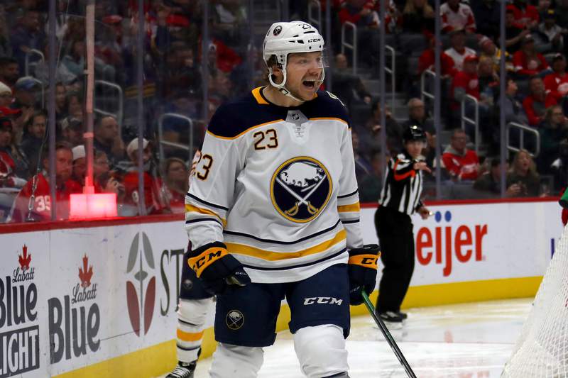 After taking warmup, Jack Eichel sits out Sabres game with upper-body injury  and loses point streak