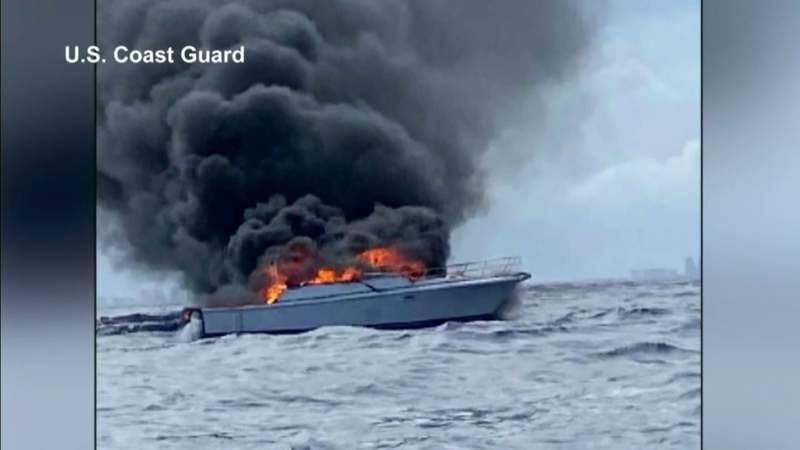 Coast Guard rescues 2 men after boat on fire capsizes off Fort Lauderdale