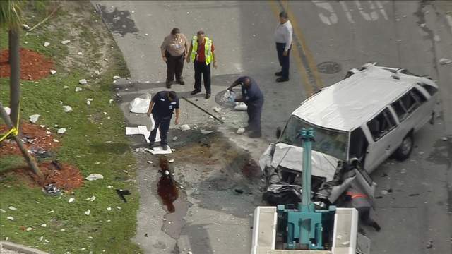 Van Falls From Fourth Floor Of Parking Garage At Miami