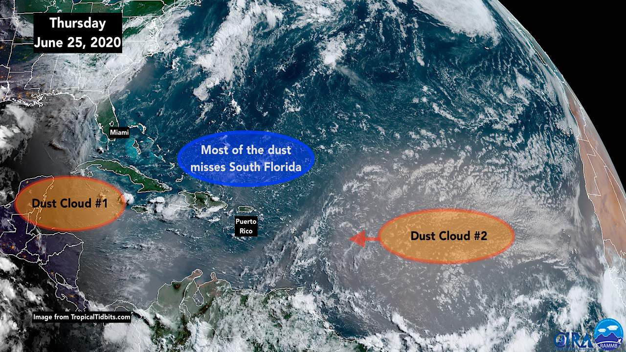 Saharan Dust spread out  keeping the tropics quiet