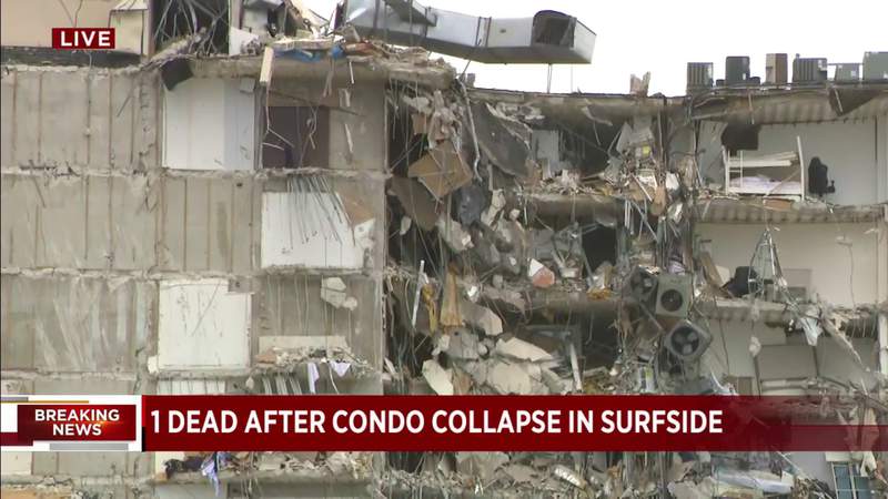 1 muerto confirmado después del colapso de un condominio en Surfside