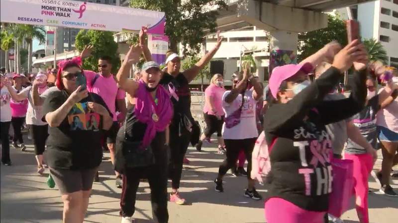 Thousands take part in breast cancer awareness walk at Bayfront Park in Miami