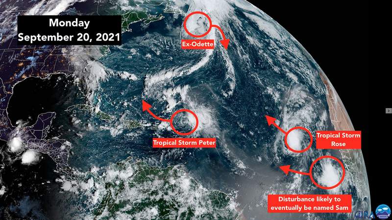 Peter, Rose and a new system forming in the Atlantic