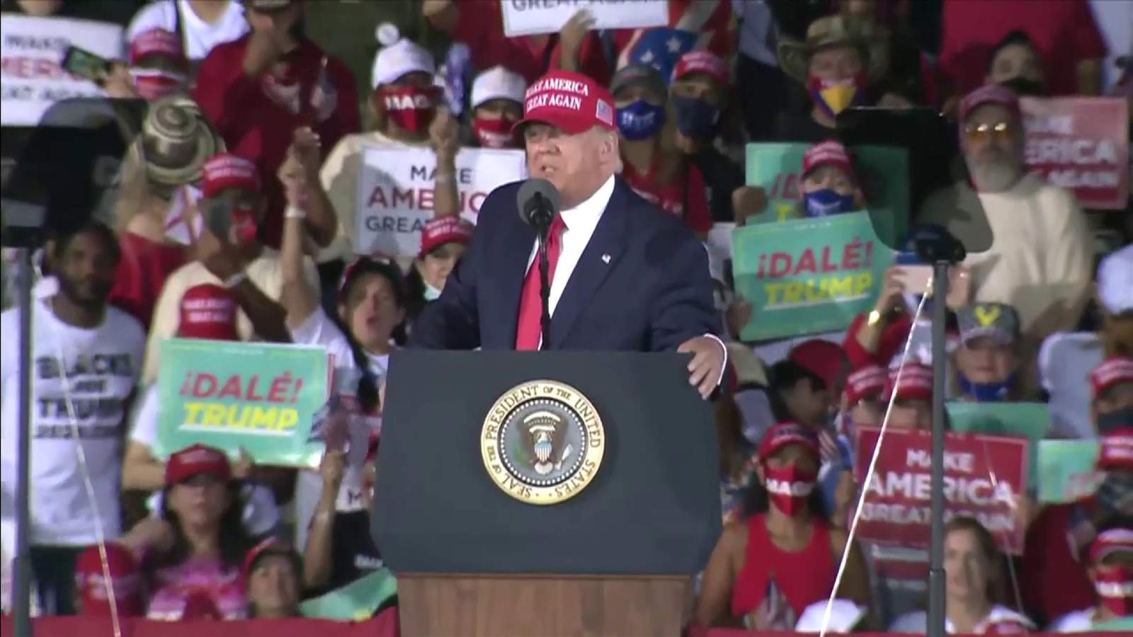 ‘Let me wait until a little bit after the election,’ Trump tells supporters chanting ‘Fire Fauci’ at Opa-locka event
