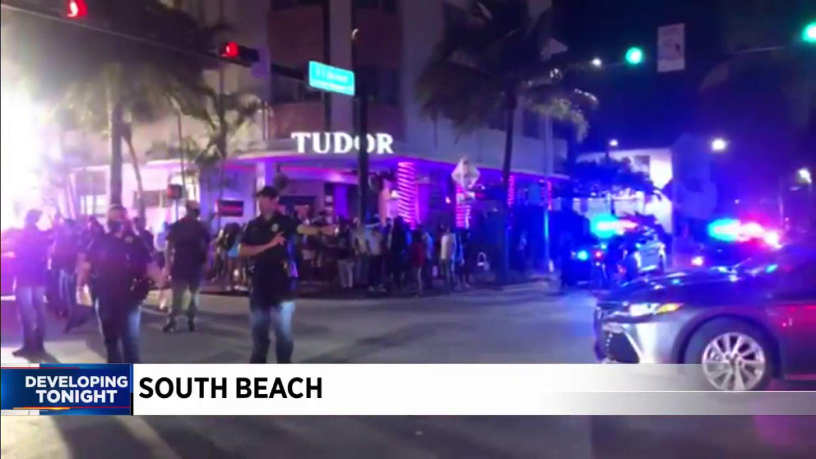 People in crowd throw bottles at officers in South Beach, police say