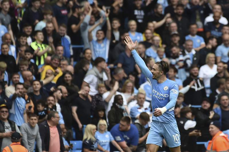 Grealish nets 1st goal for 5-star City, Liverpool wins again