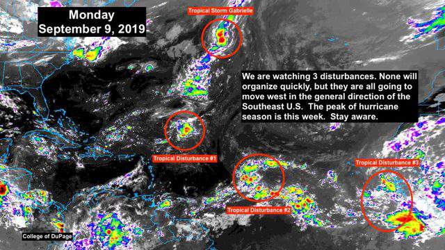 3 tropical disturbances churning in Atlantic