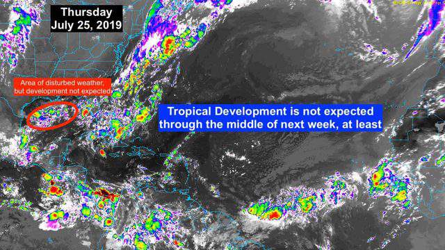 No development expected for area of disturbed weather