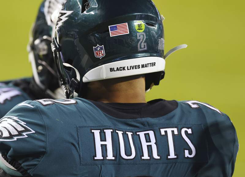 NFL returns social justice helmet decals, end zone stencils