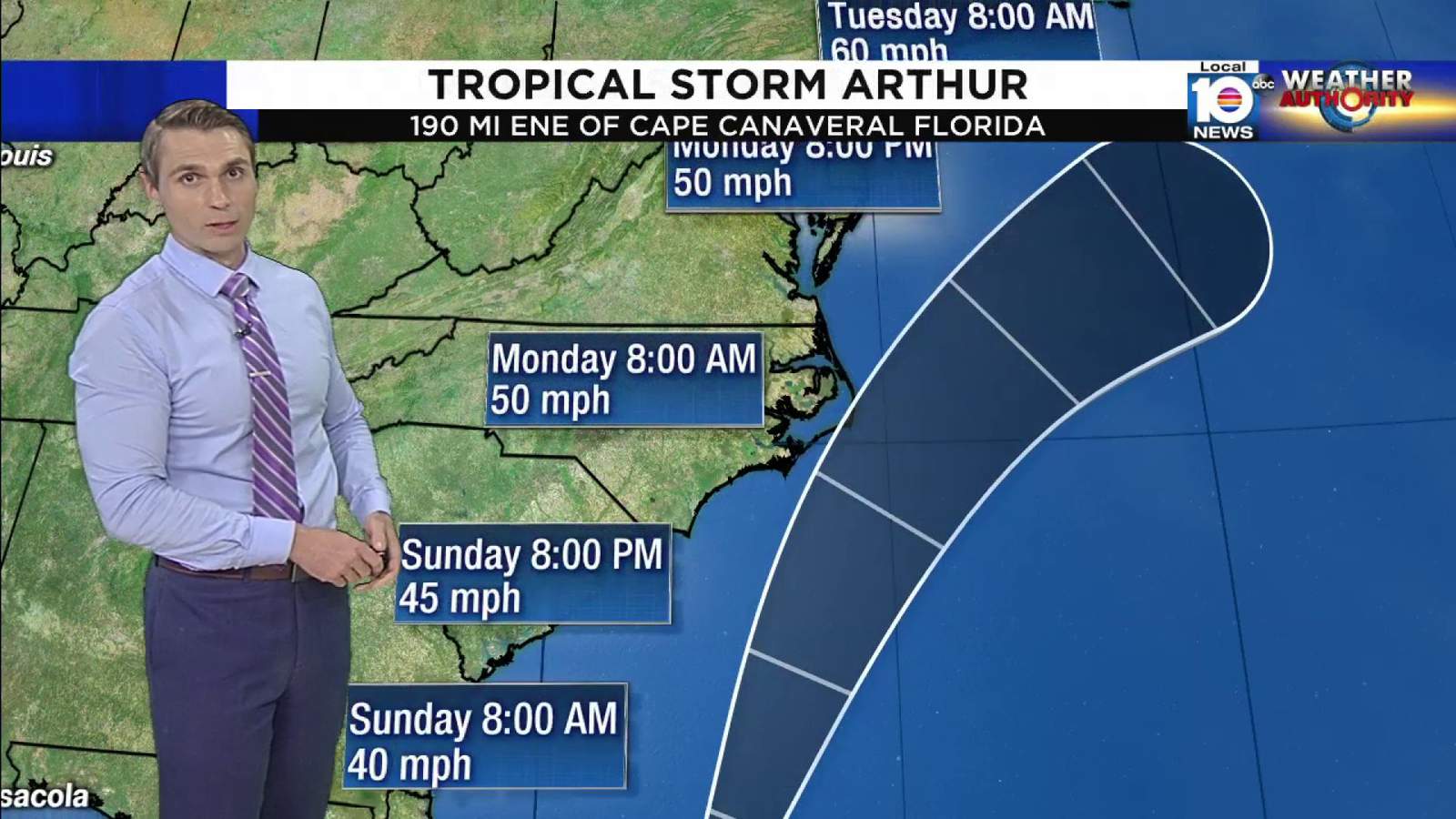 Arthur becomes first named tropical storm of season