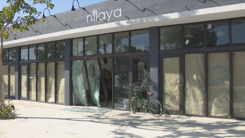 A car went through the storefront of Miami business Nilaya.