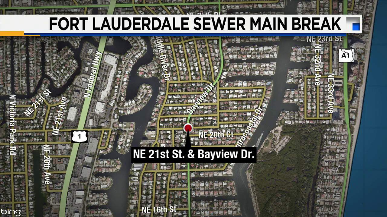 Map of the latest Fort Lauderdale sewage main break.