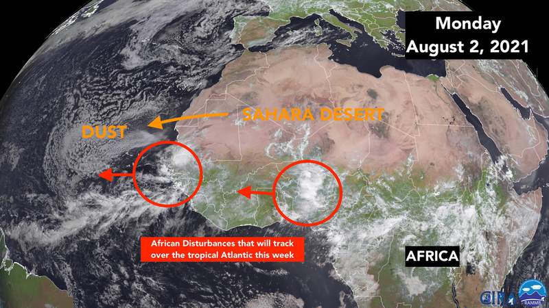 August begins with some signs of tropical activity near Africa