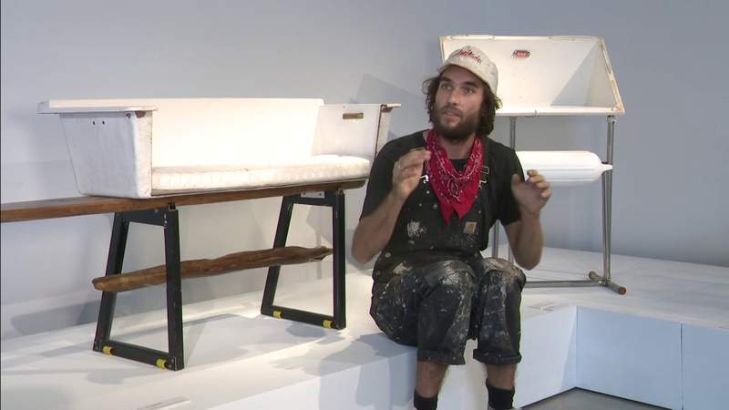 Artist turns trash into furniture — crafting a message about Biscayne Bay