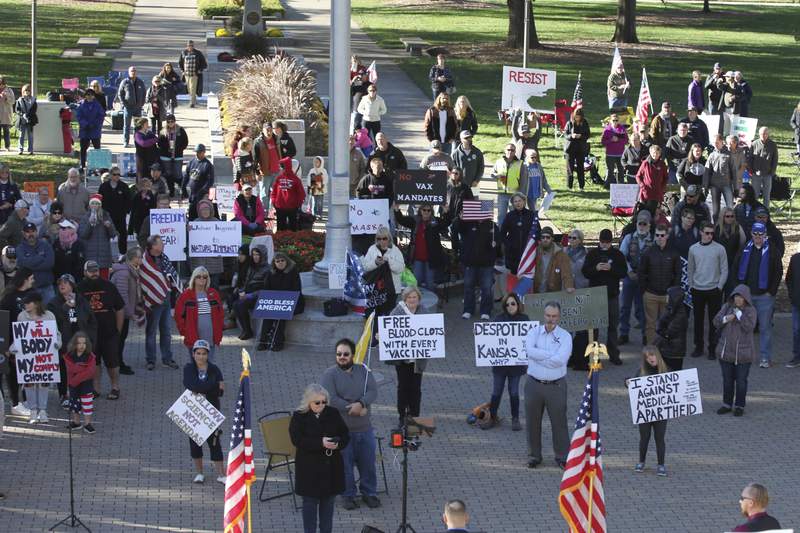 Kansas vaccine mandate foes rally; Holocaust comment decried