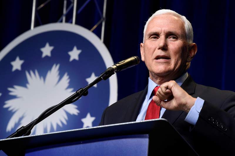 Eying 2024, Pence makes 1st speech since leaving office