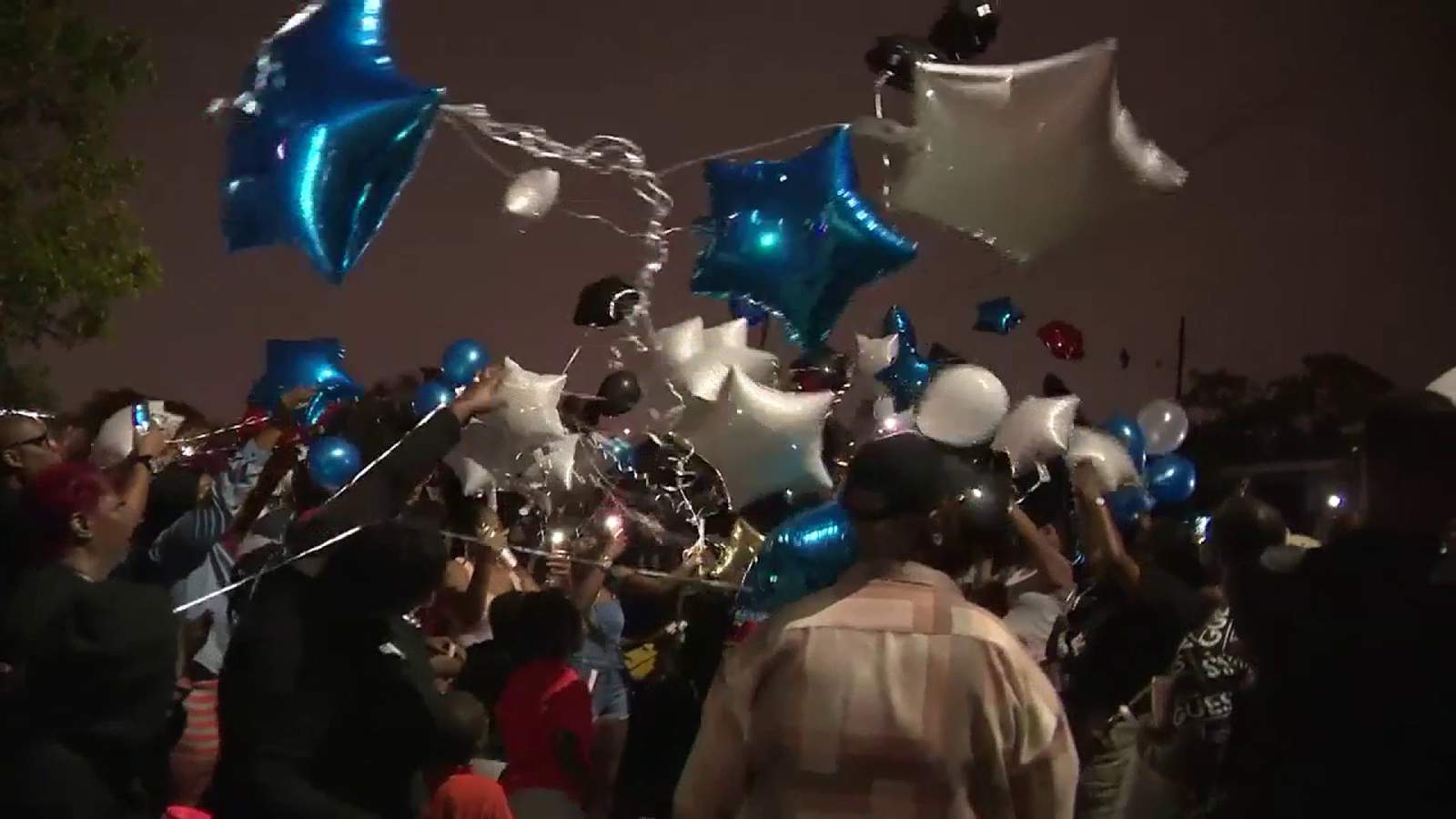 Dozens attend balloon-release tribute for 22-year-old shooting victim