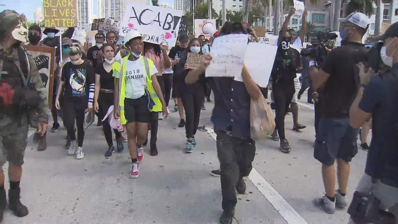 Miami protesters take to streets on eight-mile peaceful journey