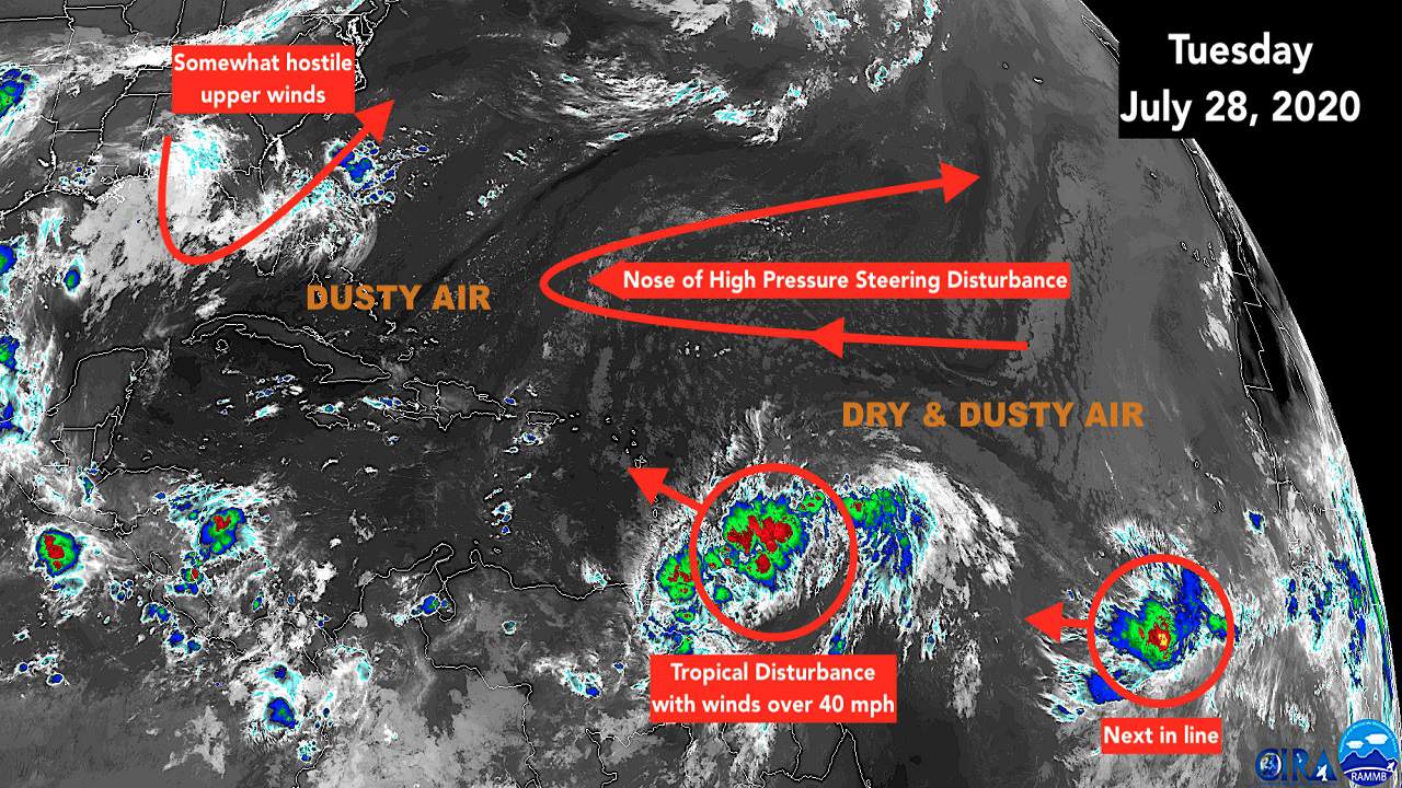 Atlantic disturbance is organizing  already has tropical storm force winds