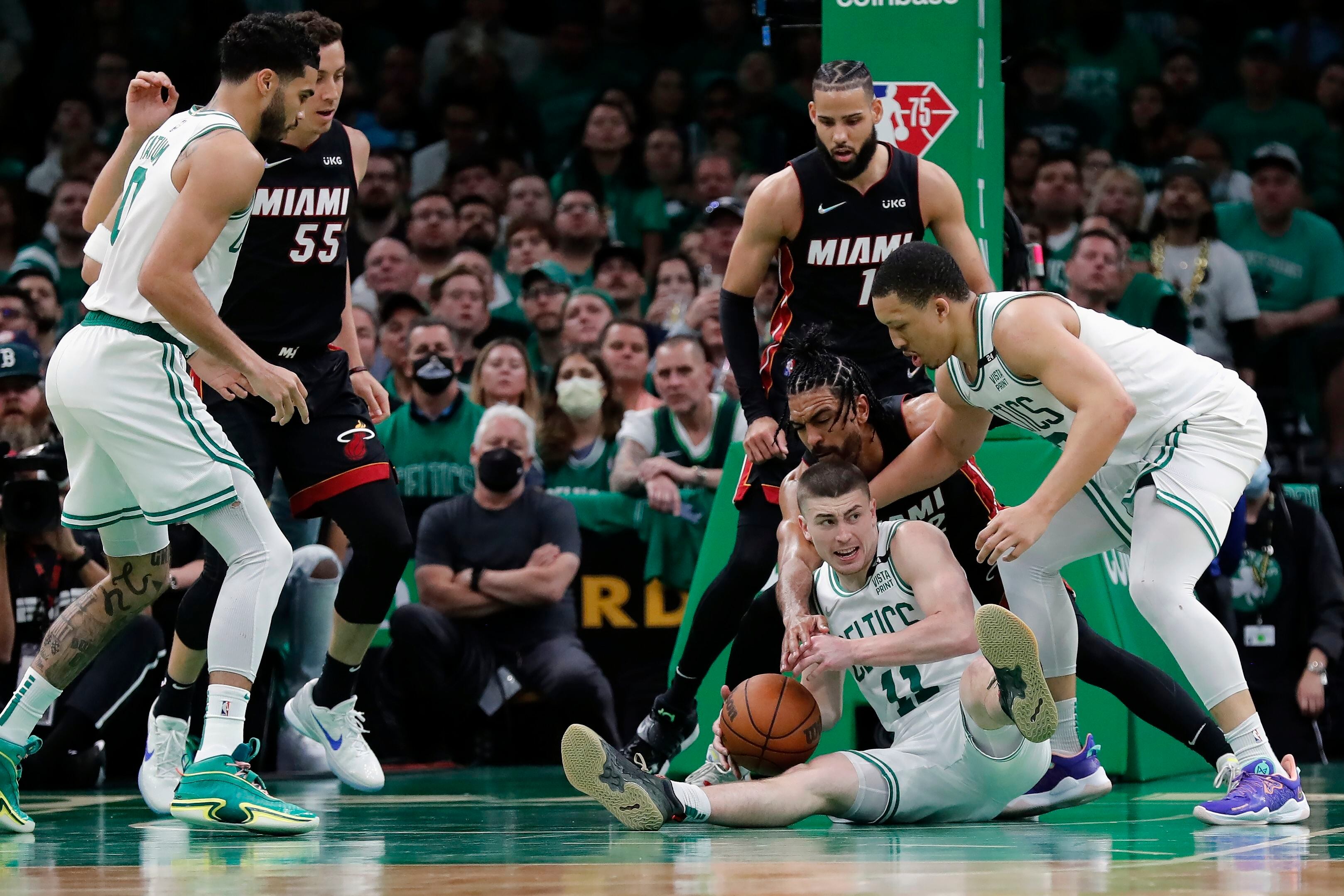 Celtics run past Heat 93-80, move a win from NBA Finals
