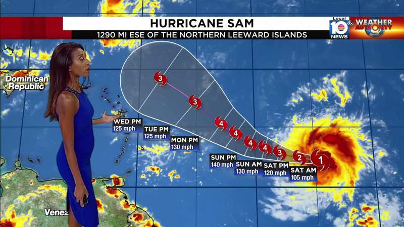 Sam is now a hurricane and is forecast to rapidly strengthen