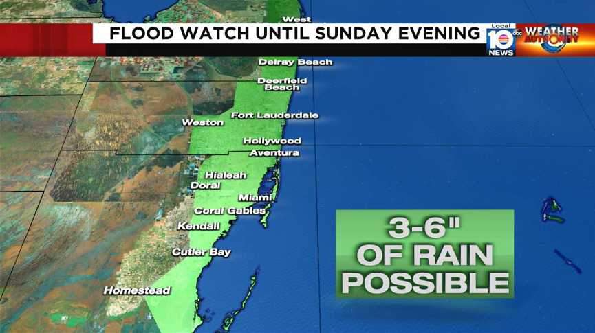 Flood watch issued for portion of South Florida through Sunday evening