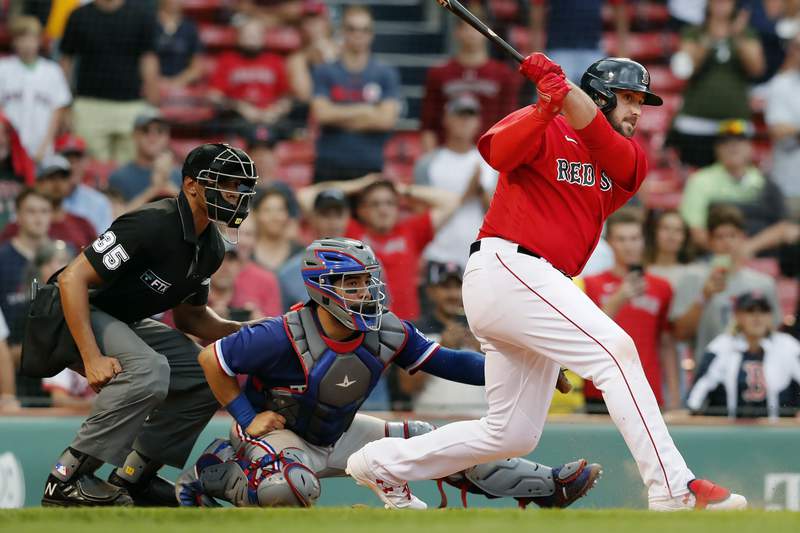Shaw hits grand slam as Red Sox beat Rangers 8-4 in 11