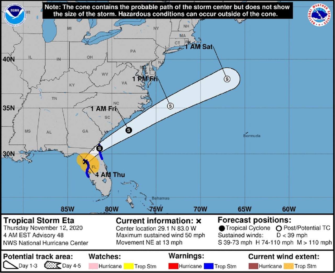 Tropical Storm Eta races off Carolinas after soaking Florida